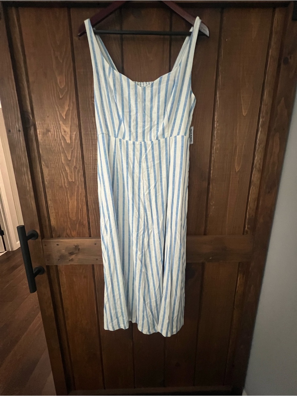 Old Navy Blue and White Striped Sleeveless Midi Dress